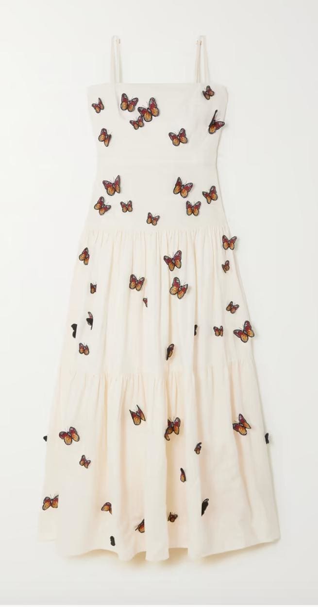 AGUA BY AGUA BENDITA - Lima Monarca appliquéd tiered linen maxi dress